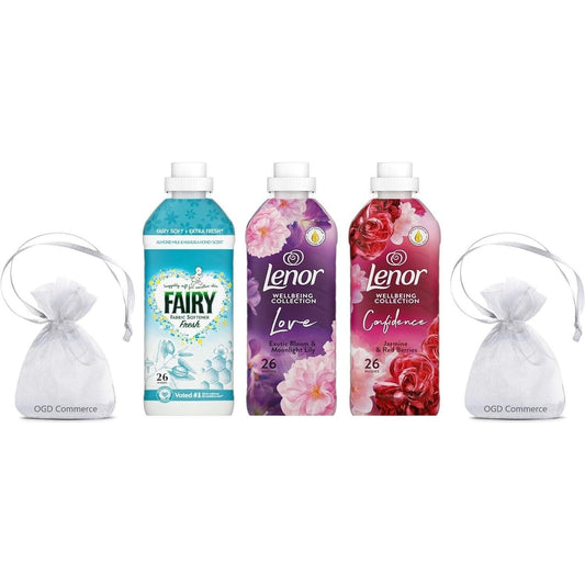 Fairy & Lenor Fabric Conditioner 26w, 858ml, Pack of 3-Mix Scent