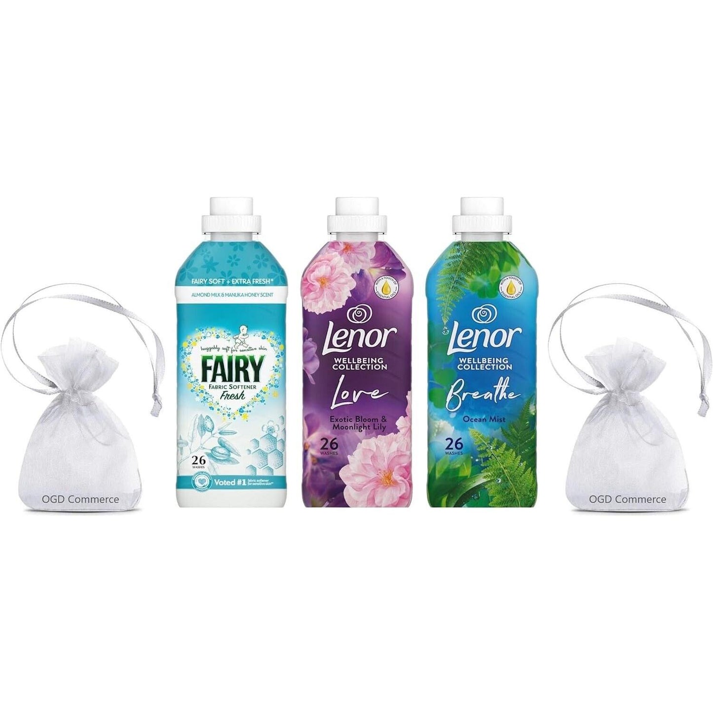Fairy & Lenor Fabric Conditioner 26w, 858ml, Pack of 3-Mix Scent