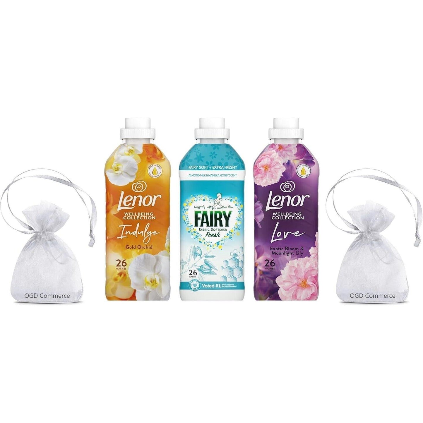 Fairy & Lenor Fabric Conditioner 26w, 858ml-Pack of 3-Mix Scent