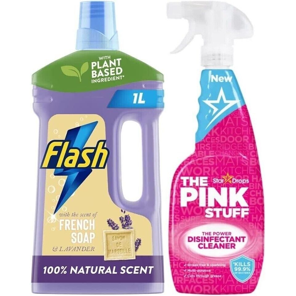 Flash Traditional Purpose Cleaner Natural French Soap1L+THE PINK STUFF 750ml.