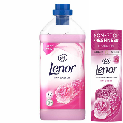 Lenor Pink Blossom Bundle Scent : Fabric Conditioner, 52Washes, 1.82L + in-Wash Scent Booster Beads, 176gr