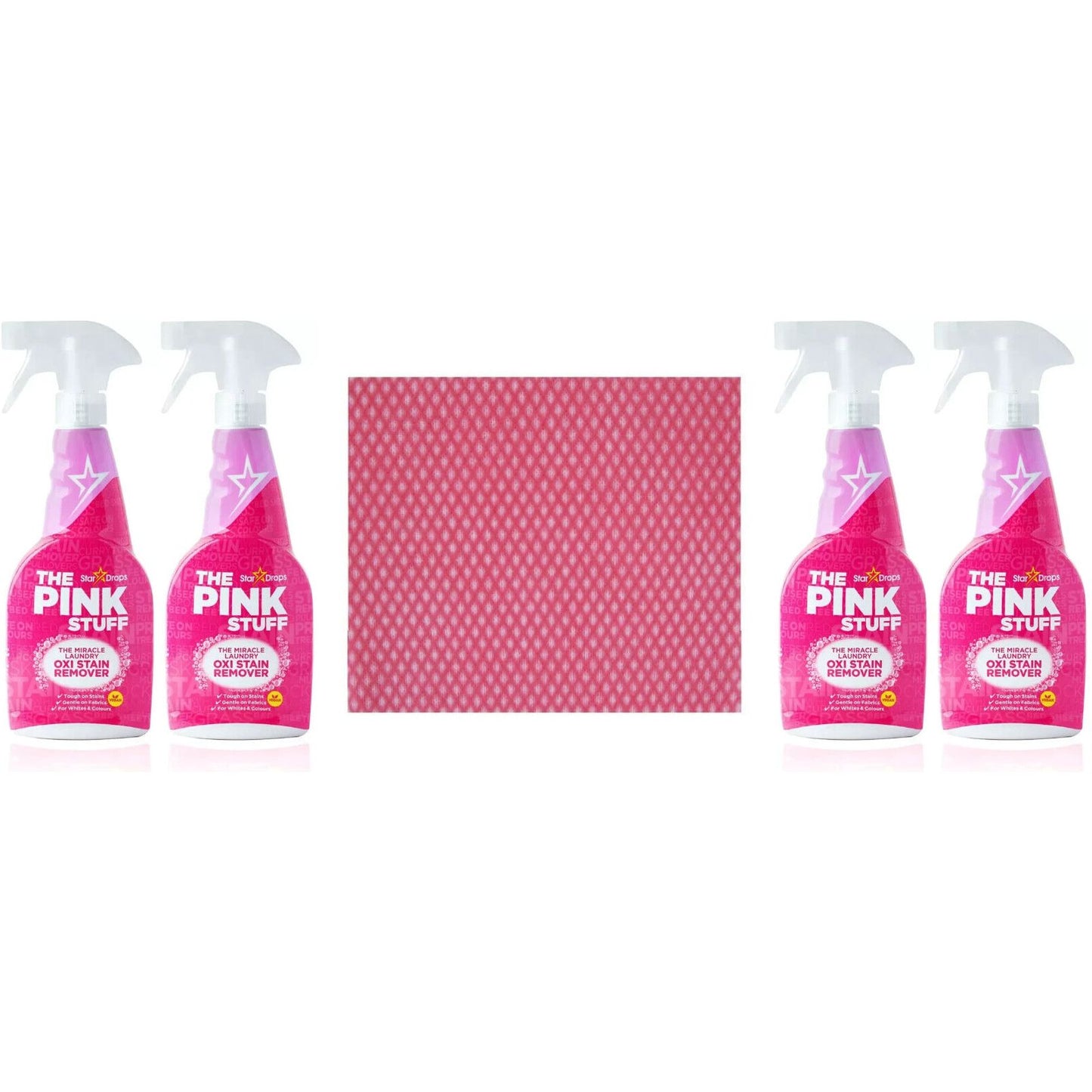 4 x The Pink Stuff Oxi Stain RemoverSpray500ml for Whites&Colours+Cleaning cloth