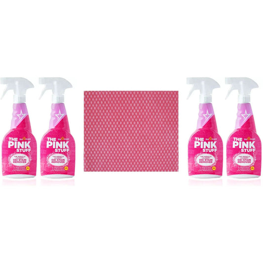 4 x The Pink Stuff Oxi Stain RemoverSpray500ml for Whites&Colours+Cleaning cloth