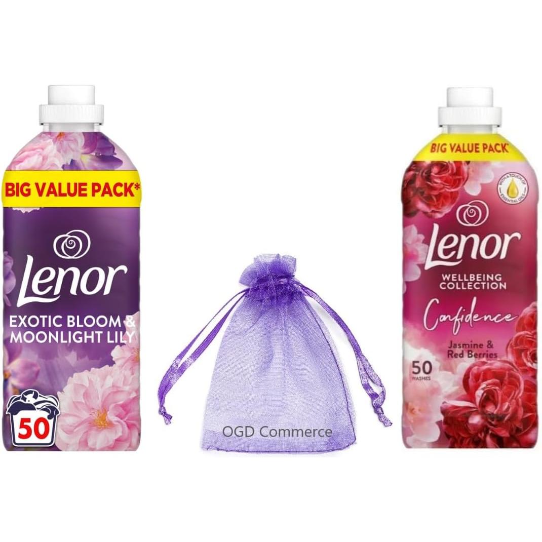 Lenor Fabric Conditioner 50 W,1.65L,Wellbeing Collection, Pack of 2  Mix Scent