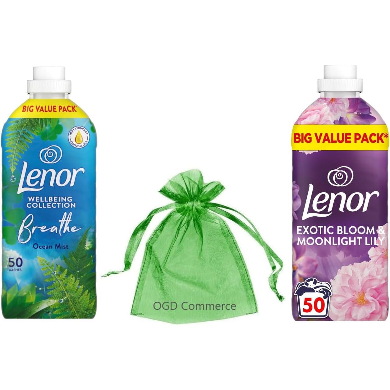 Lenor Fabric Conditioner 50 W,1.65L,Wellbeing Collection, Pack of 2  Mix Scent