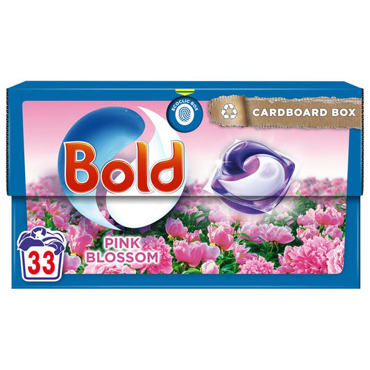 Bold All in 1 Pods Laundry Washing Liquid Capsules, Pink Blossom Scent 33 Washes