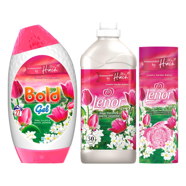 Bold & Lenor Laundry Cleaning Pack, Country Garden Edition, Pink Tulips & White Jasmine