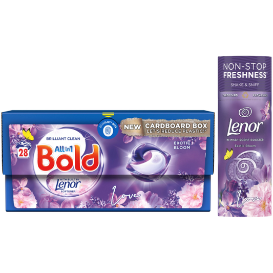 Bold & Lenor Laundry Washing Pack, Exotic Bloom Scent: Washing Capsules & Scent Booster Beads