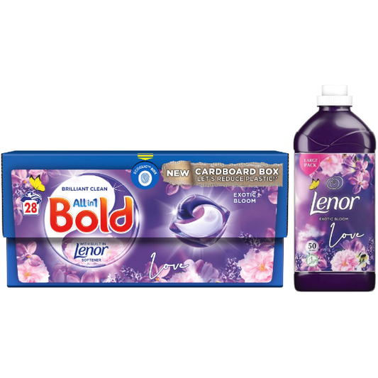 Bold & Lenor Laundry Washing Pack, Exotic Bloom Scent: Washing Capsules & Fabric Conditioner