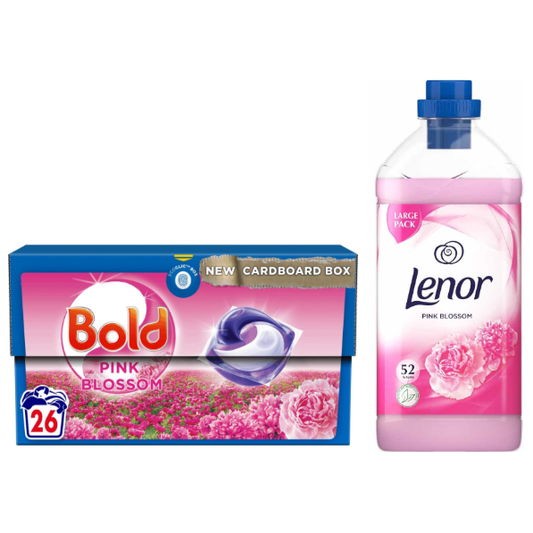 Bold & Lenor Laundry Washing Pack, Pink Blossom Scent: Washing Capsules & Fabric Conditioner