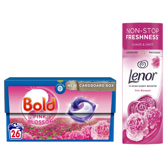 Bold & Lenor Laundry Washing Pack, Pink Blossom: Washing Capsules & Scent Booster Beads