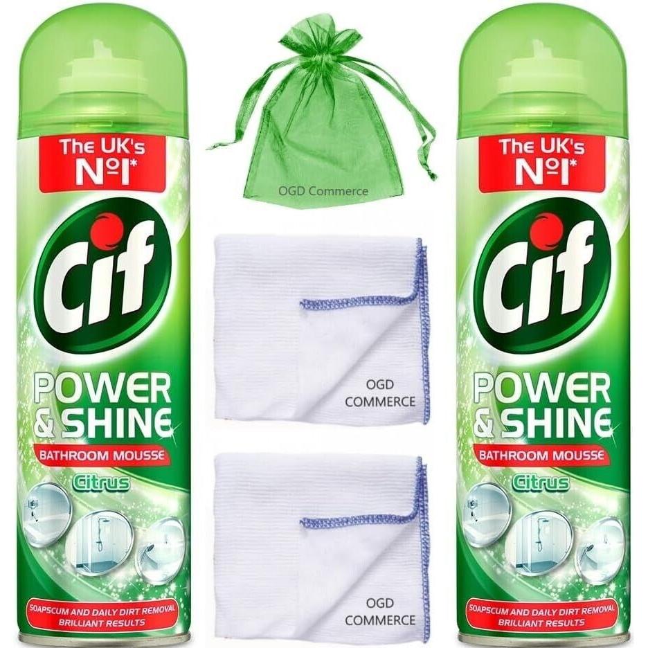 Cif Power and Shine Citrus Bathroom 500ml+Cleaning cloth