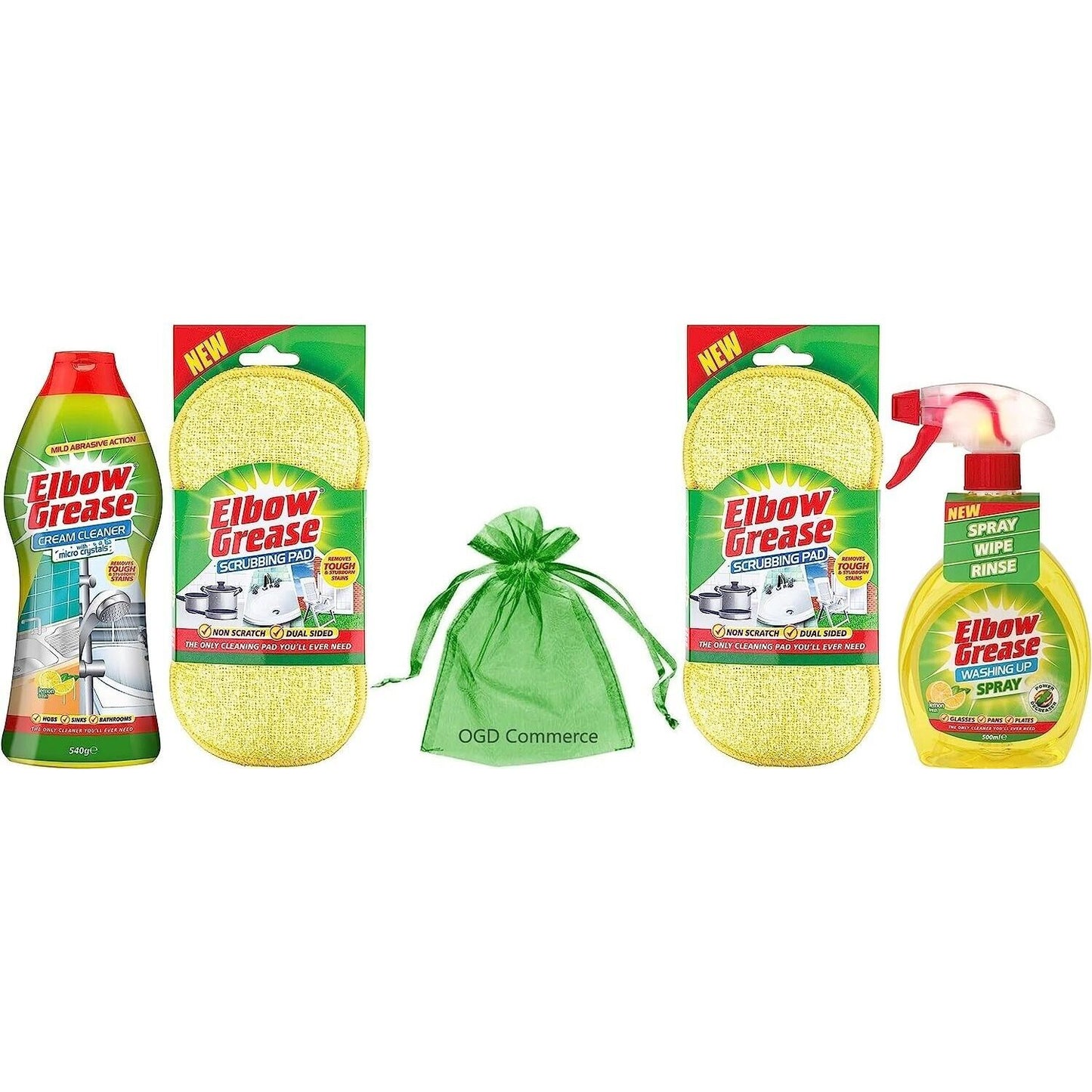 Elbow Grease All Purpose Cleaning Pack Lemon Fresh+2 x Scrubbing Pad Sponge