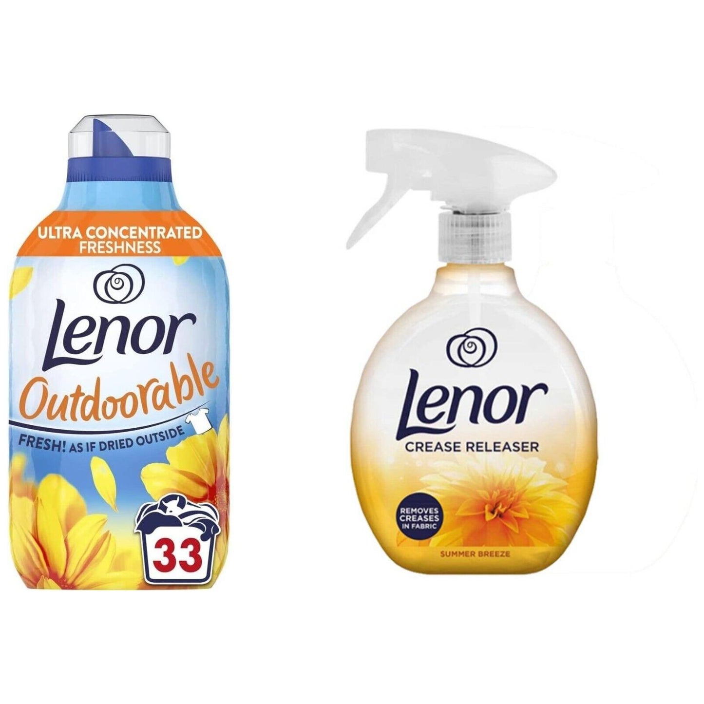 Lenor Outdoorable33Washes 462ml+Lenor Crease Releaser Spray RemovesCreases500ml.