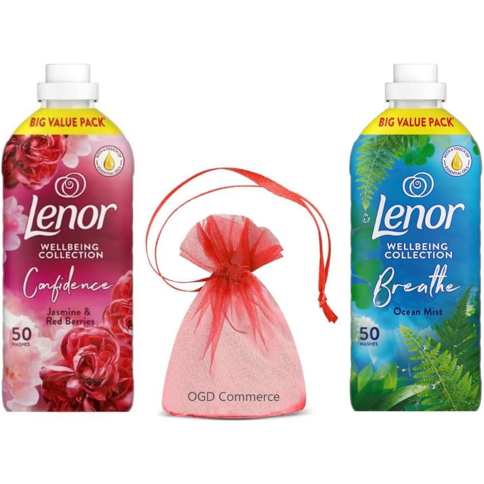 Lenor Fabric Conditioner 50 W,1.65L,Wellbeing Collection, Pack of 2  Mix Scent