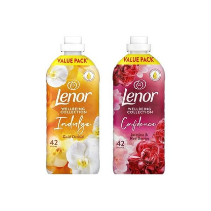 Lenor Fabric Conditioner 42w,  2 Scents Pack: Gold Orchid & Jasmine & Red Berries