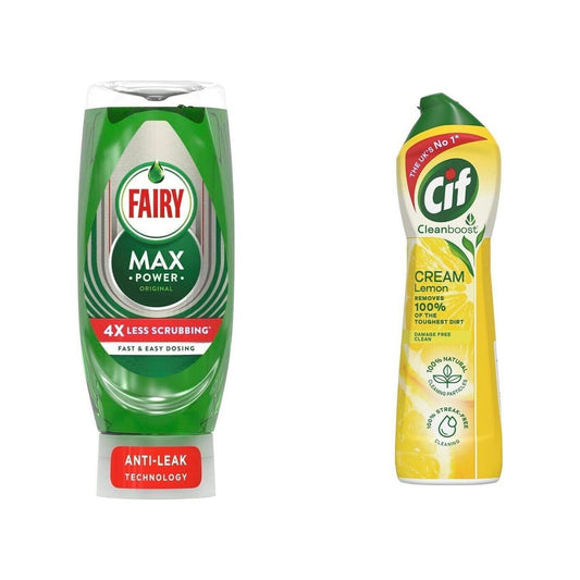 Cif Cream Cleaner Lemon Cleaner-500ml+Fairy Max Power 640ml.Original