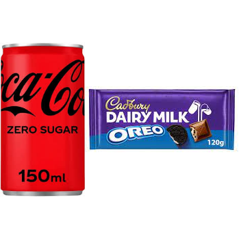 Coca Cola Zero Sugar 150Ml+Cadbury Dairy Milk OREO Chocolate Bar 120g