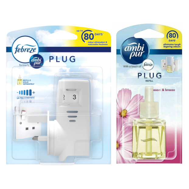 Febreze Ambi Pur Plug Air Freshener Plug-in Unit Case & Plug in Refill, Blossom & Breeze Scent