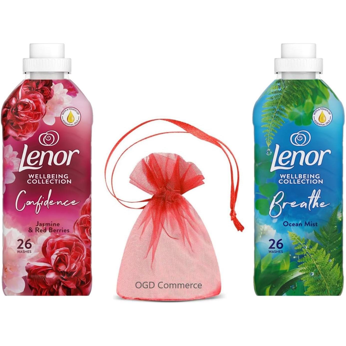 Lenor Fabric Conditioner 26W, 858ml.Wellbeing Collection-Pack of 2 Mix scent
