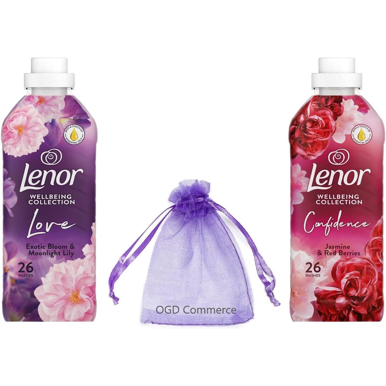 Lenor Fabric Conditioner 26W, 858ml.Wellbeing Collection-Pack of 2 Mix scent