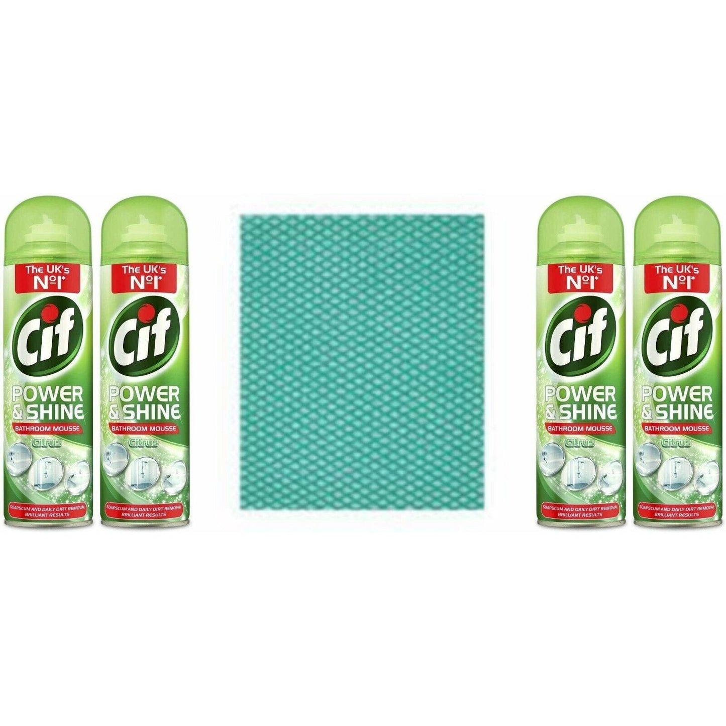 4 x Cif Power and Shine Citrus Bathroom 500ml+Cleaning cloth