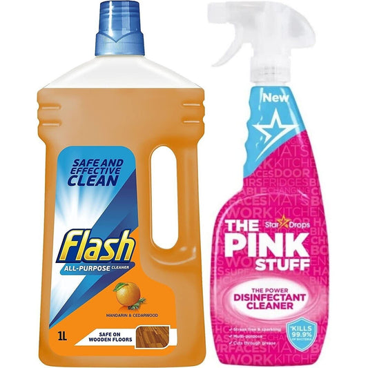 Flash All PurposeCleaner for Wood Floors-Mandarin&Cedarwood1L+THE PINK STUFF750ml