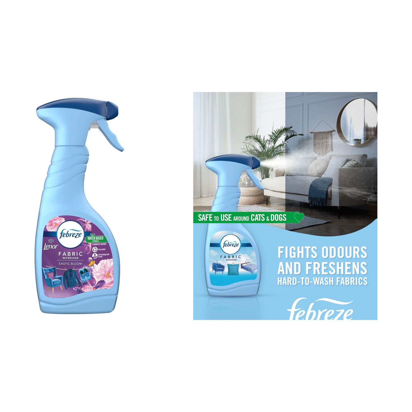 Lenor & Febreze Exotic Bloom Bundle Scent, Laundry Freshener and Refreshing Pack