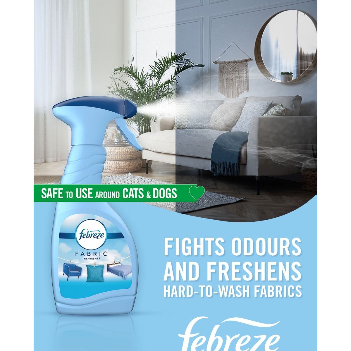 Febreze Fabric Refresher Spray, Freshens Clothes & Fabrics, 500ml, Pink Tulips & White Jasmine Scent