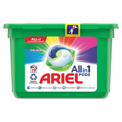 Ariel All in 1 Pods Laundry Washing Liquid Capsules Colour 19 washes