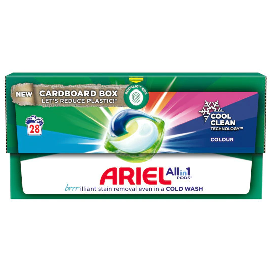 Ariel Colour All in 1 Pods, 28washes + Lenor Unstoppables in Wash Scent Booster Beads, 245gr, Scent of Ariel