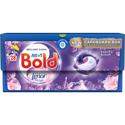 Bold All in 1 Pods Laundry Washing Liquid Capsules, Exotic Bloom Scent 28 Washes