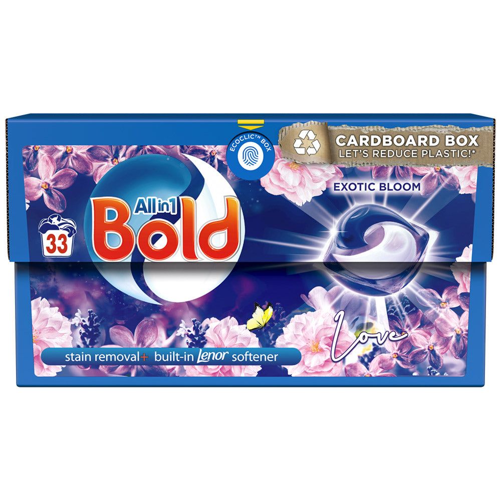 Bold All in 1 Pods Laundry Washing Liquid Capsules, Exotic Bloom Scent 33 Washes