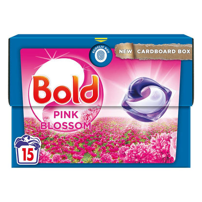 Bold All in 1 Pods Laundry Washing Liquid Capsules, Pink Blossom Scent 15 Washes