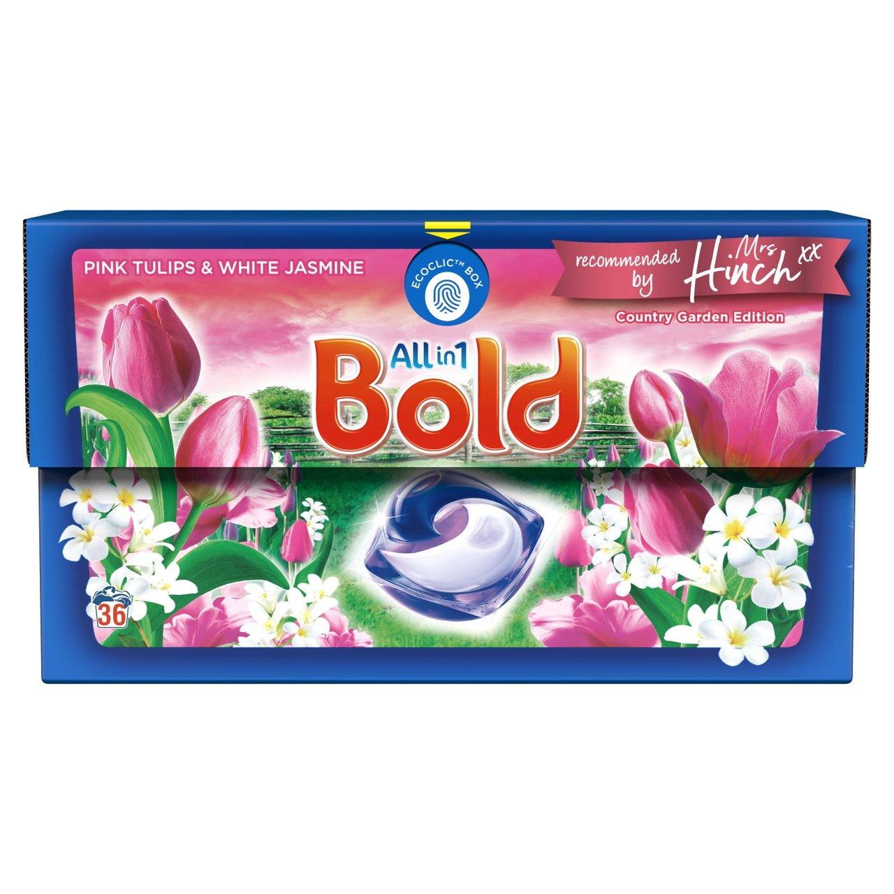 Bold & Lenor Laundry Washing Pack, Pink Tulips & White Jasmine Bundle Scent: Washing Capsules & Scent Booster Beads