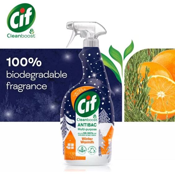 Cif Cleanboost Antibacterial Multi Purpose Cleaning Spray, Winter Warmth Scent, 700ml