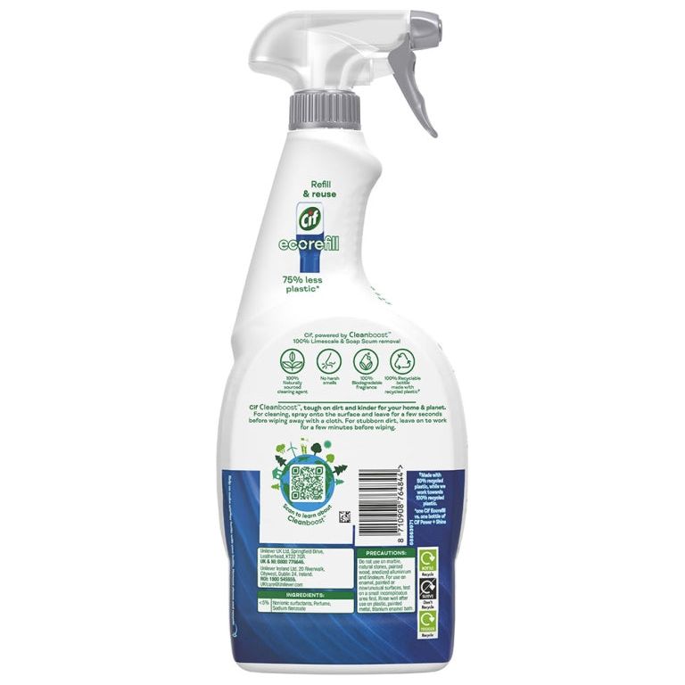 Cif Power & Shine Bathroom Cleaning Spray, No Harsh Smells, 700 ml