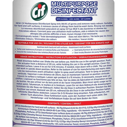 Cif Multipurpose Disinfectant Spray, 200ml, Ocean Breeze Scent & Cleaning Cloth