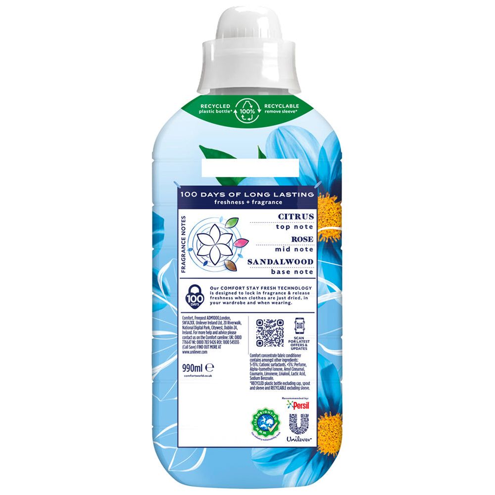 Comfort Fabric Conditioner, 33washes, Blue Skies Scent, 990ml