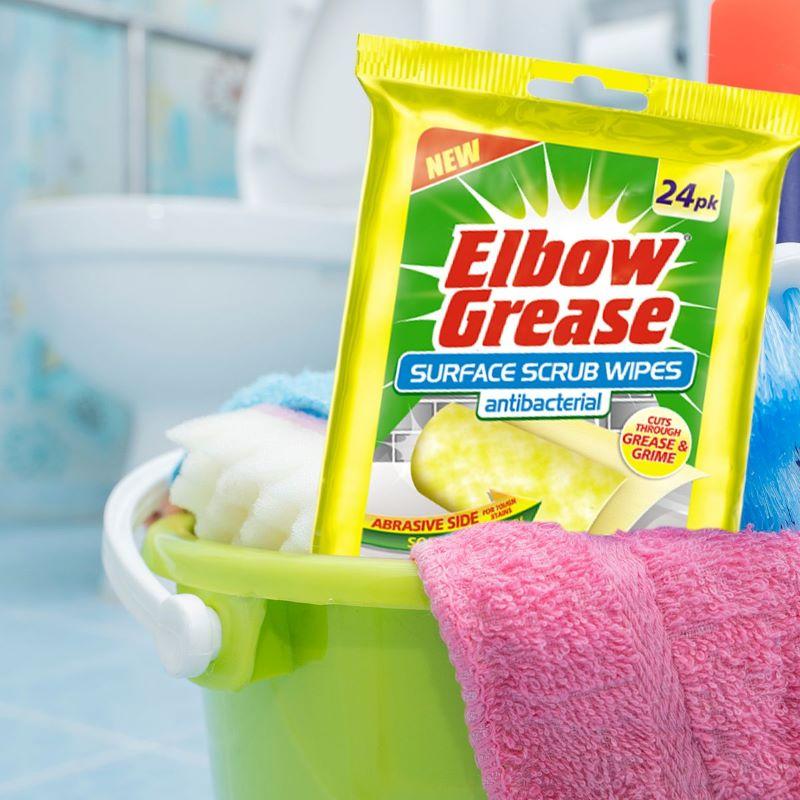 Elbow Grease Surface Scrub Wipes, 24pk, Antibacterial, Lemon Fresh Scent