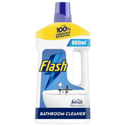 Flash Bathroom All Purpose Cleaner, Removes Soap Scum, Grime & Limescale, with Febreze Freshness 950ml