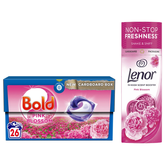 Bold & Lenor Laundry Washing Pack, Pink Blossom Scent: Washing Capsules & Scent Booster Beads