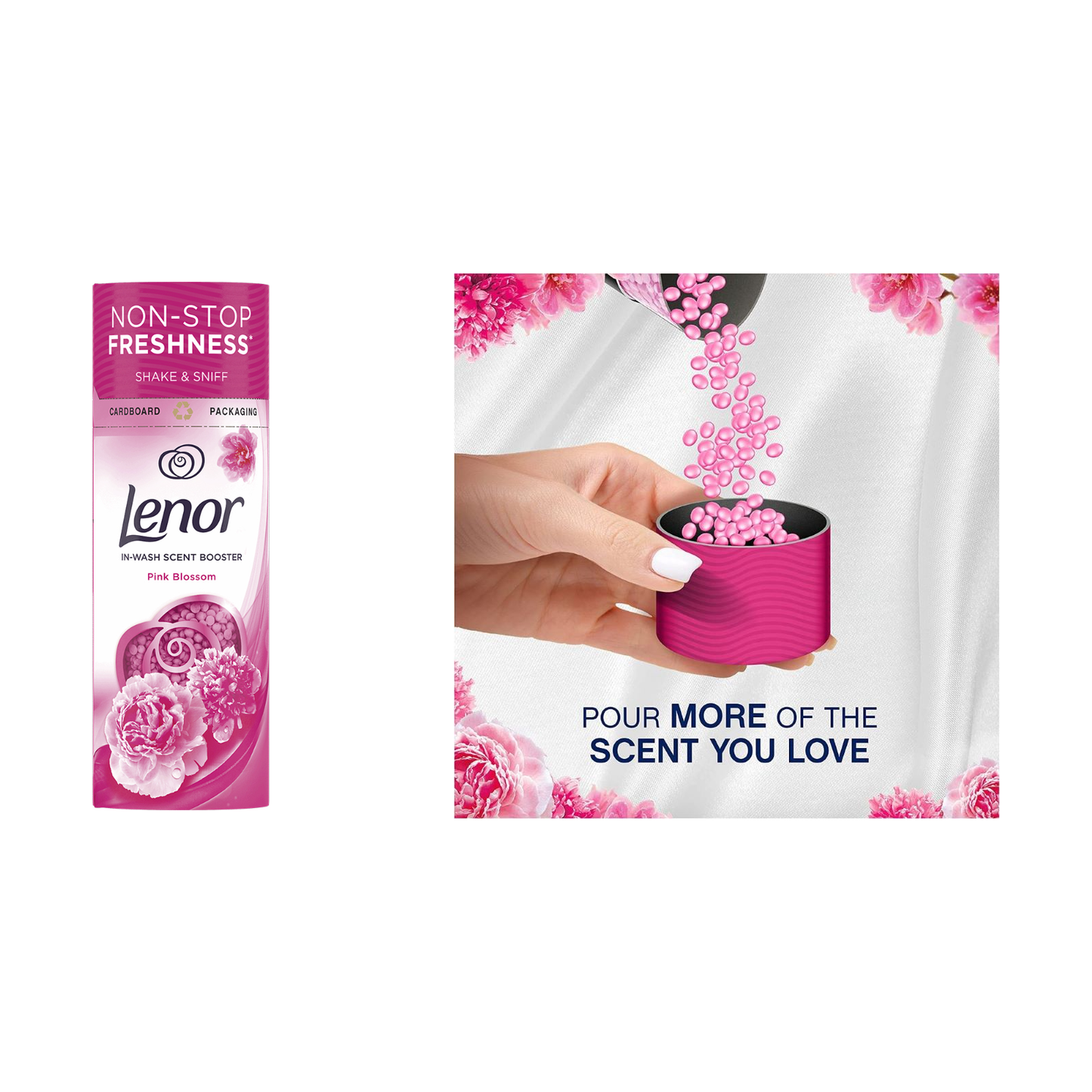 Bold & Lenor Laundry Washing Pack, Pink Blossom Bundle: Washing Capsules & Outdoorable Fabric Conditioner & Scent Booster Beads