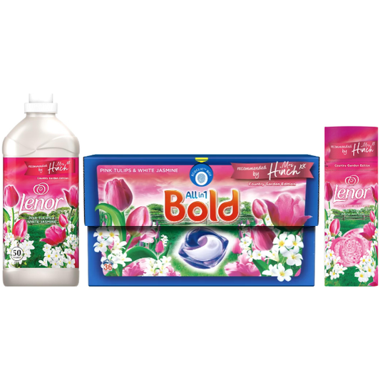 Bold & Lenor Laundry Washing Pack, Country Garden Edition Pink Tulips & White Jasmine