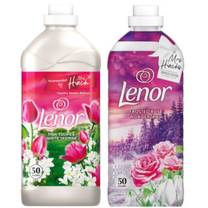 Lenor Fabric Conditioner, 50w, Pack of 2: Pink Tulips & White Jasmine + Frosted Rose Wonderland