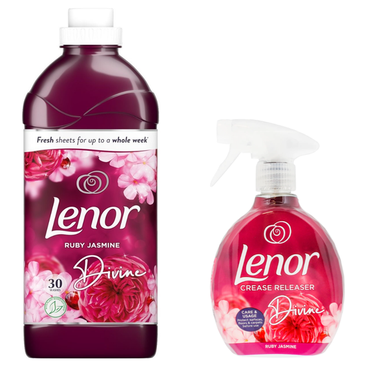 Lenor Devine Ruby Jasmine Scent Pack: Crease Releaser Spray & Fabric Conditioner