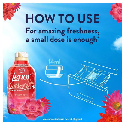 Lenor Outdoorable Fabric Conditioner, Ultra Concentrated Freshness, 55washes, 770ml, Desert Rose Scent