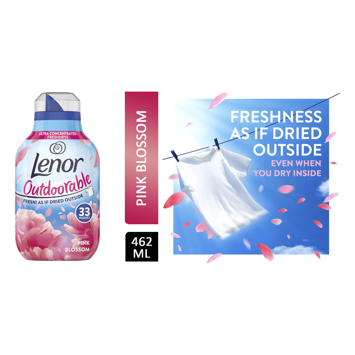 Bold & Lenor Laundry Washing Pack, Pink Blossom Bundle: Washing Capsules & Outdoorable Fabric Conditioner & Scent Booster Beads