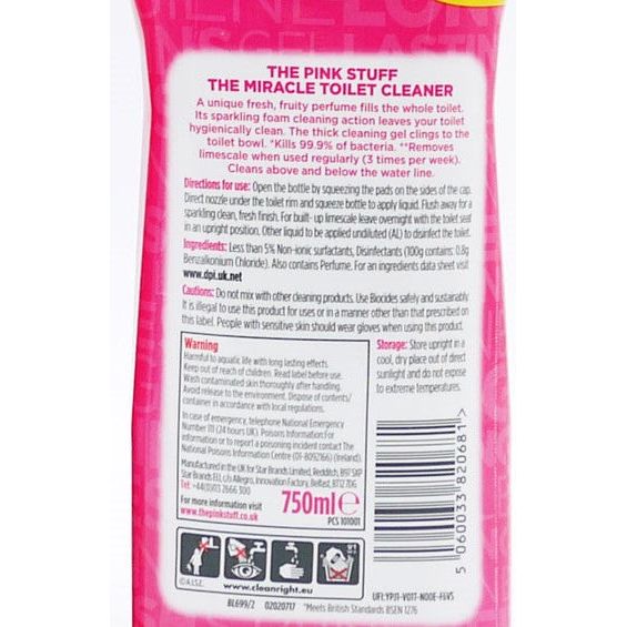 Stardrops The Pink Stuff The Miracle Toilet Cleaner Gel,, 750ml