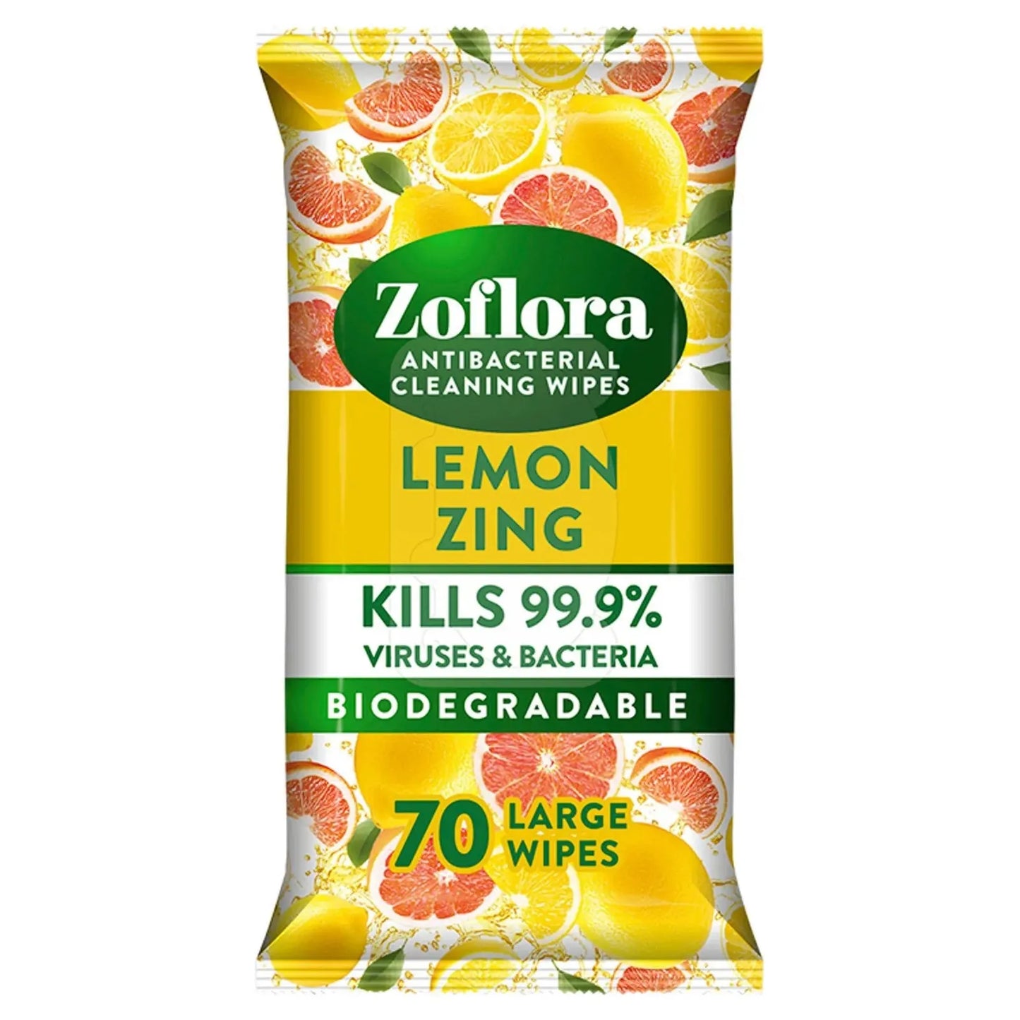 Zoflora Antibacterial Cleaning Wipes, Lemon Zing, 70 Large wipes